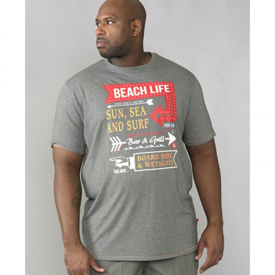 D555 Kennedy T-shirt Khaki Marl - Kratke Majice - Moške kratke majice za močnejše postave