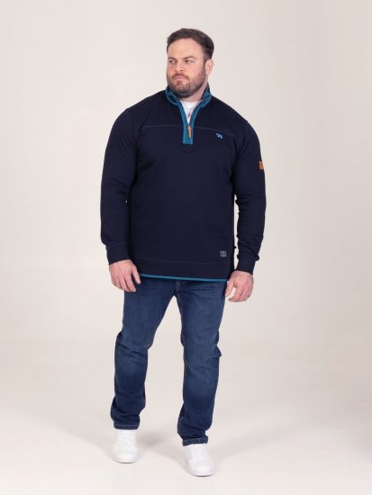 D555 Conway 2 1/4 Zip Neck Fleece Sweatshirt With Bear Logo Mornarska - Puloverji & jopice - Moški Puloverji & Jopice za Močnejše Postave