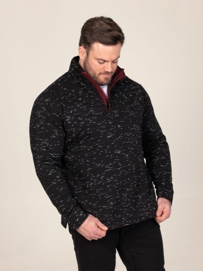 D555 Chandler Reno 1/4 Zip Neck Sweatshirt With Bear Logo Črna - Puloverji & jopice - Moški Puloverji & Jopice za Močnejše Postave