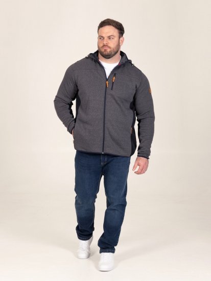 D555 Conrad Detachable Hood Bonded Fleece Zip Through Hoody TALL Mornarska - TALL puloverji - TALL puloverji in jopice s kapuco