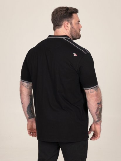 D555 Potts Jersey Polo With Jacquard Collar & Cuffs Črna - Polo majice - Moške Polo Majice za Močnejše Postave