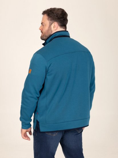 D555 Conway 1 1/4 Zip Neck Fleece Sweatshirt With Bear Logo Teal - Puloverji & jopice - Moški Puloverji & Jopice za Močnejše Postave
