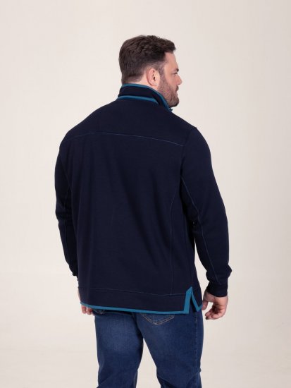 D555 Conway 2 1/4 Zip Neck Fleece Sweatshirt With Bear Logo Mornarska - Puloverji & jopice - Moški Puloverji & Jopice za Močnejše Postave