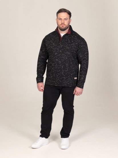 D555 Chandler Reno 1/4 Zip Neck Sweatshirt With Bear Logo Črna - Puloverji & jopice - Moški Puloverji & Jopice za Močnejše Postave