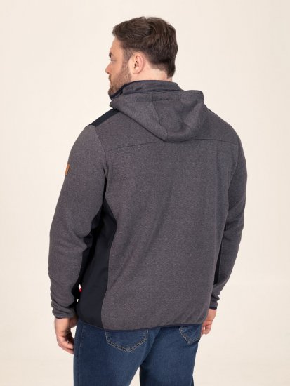 D555 Conrad Detachable Hood Bonded Fleece Zip Through Hoody Mornarska - Puloverji & jopice - Moški Puloverji & Jopice za Močnejše Postave