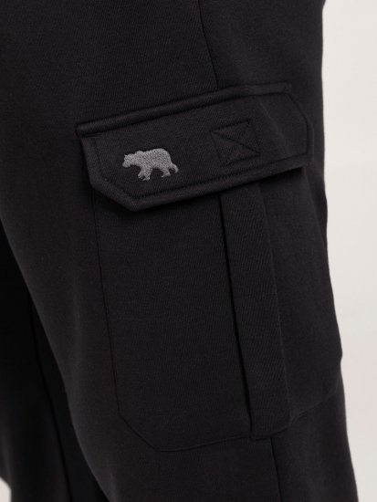 D555 Dexter 1 Cargo Jogger With Bear Embroidery Črna - Trenirke & kratke trenirke - Moške Trenirke za Močnejše Postave