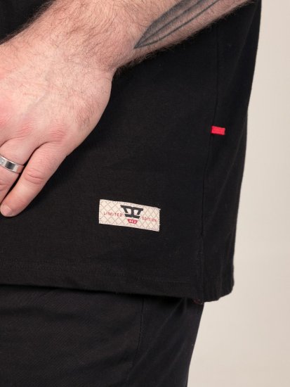 D555 Potts Jersey Polo With Jacquard Collar & Cuffs Črna - Polo majice - Moške Polo Majice za Močnejše Postave