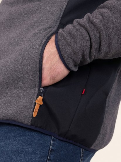 D555 Conrad Detachable Hood Bonded Fleece Zip Through Hoody Mornarska - Puloverji & jopice - Moški Puloverji & Jopice za Močnejše Postave