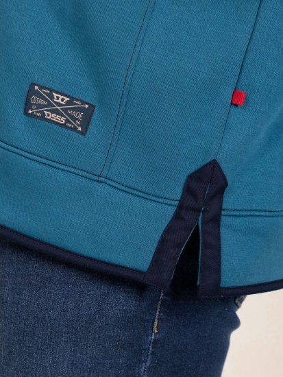 D555 Conway 1 1/4 Zip Neck Fleece Sweatshirt With Bear Logo Teal - Puloverji & jopice - Moški Puloverji & Jopice za Močnejše Postave