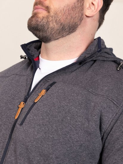 D555 Conrad Detachable Hood Bonded Fleece Zip Through Hoody Mornarska - Puloverji & jopice - Moški Puloverji & Jopice za Močnejše Postave