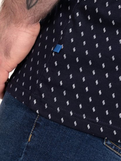 D555 Reid AOP Polo With Jacquard Collar, Pocket And Cuffs Mornarska - Polo majice - Moške Polo Majice za Močnejše Postave
