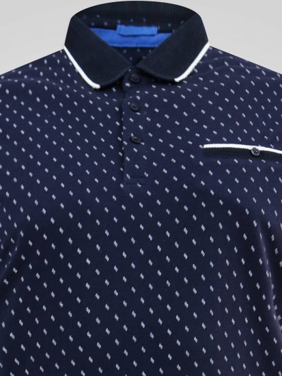 D555 Reid AOP Polo With Jacquard Collar, Pocket And Cuffs Mornarska - Polo majice - Moške Polo Majice za Močnejše Postave