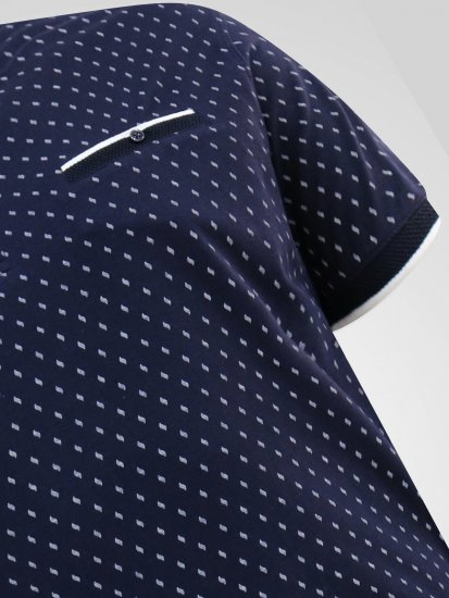 D555 Reid AOP Polo With Jacquard Collar, Pocket And Cuffs Mornarska - Polo majice - Moške Polo Majice za Močnejše Postave