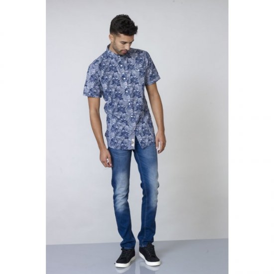 D555 Sheldon Hawaii Shirt Navy - Srajce - Moške srajce za Močnejše Postave
