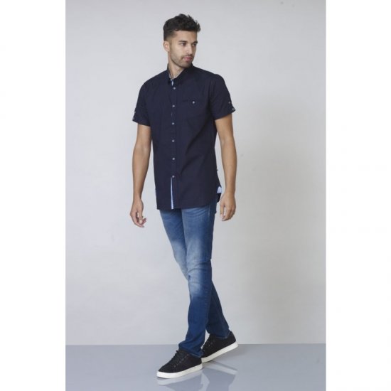 D555 Tim Short Sleeve Shirt Navy - Srajce - Moške srajce za Močnejše Postave