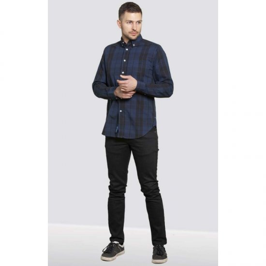 D555 Davenport Long Sleeve Shirt Navy - Srajce - Moške srajce za Močnejše Postave