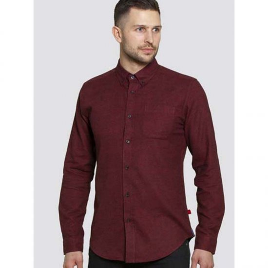 D555 Dawson Textured Shirt Dark Red - Srajce - Moške srajce za Močnejše Postave