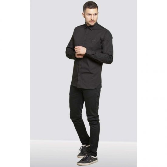 D555 Michael Couture Stretch Shirt Black - Srajce - Moške srajce za Močnejše Postave