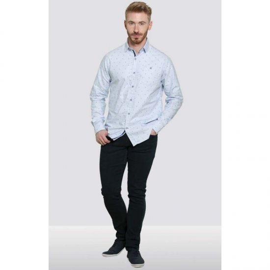 D555 Addington Printed Oxford Shirt Blue - Srajce - Moške srajce za Močnejše Postave