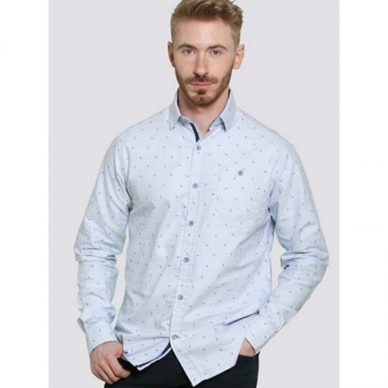 D555 Addington Printed Oxford Shirt Blue - Srajce - Moške srajce za Močnejše Postave