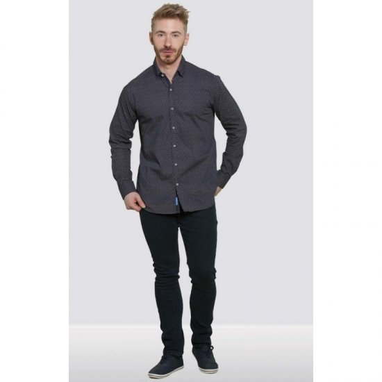 D555 Babworth Long Sleeve Shirt Navy - Srajce - Moške srajce za Močnejše Postave