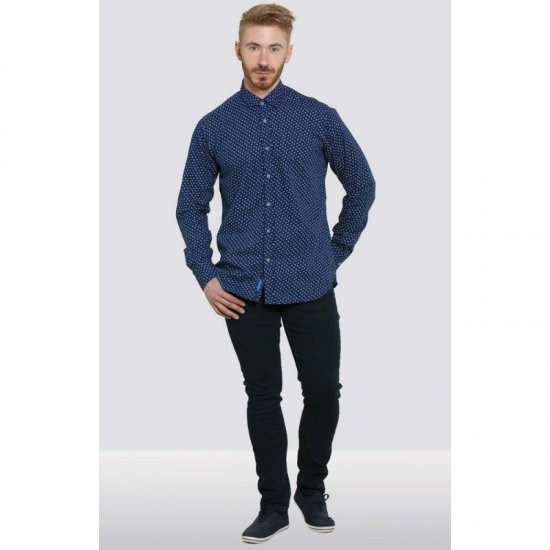 D555 Bainton Long Sleeve Shirt Navy - Srajce - Moške srajce za Močnejše Postave