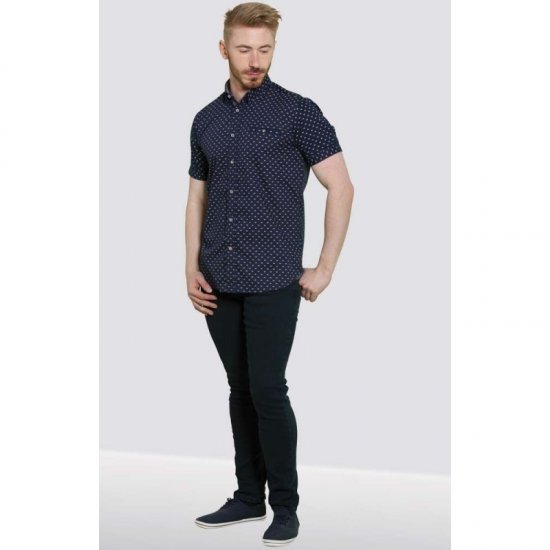 D555 Barrington Short Sleeve Shirt Navy - Srajce - Moške srajce za Močnejše Postave
