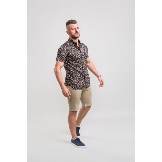 D555 Emmet Floral Shirt Black - Srajce - Moške srajce za Močnejše Postave
