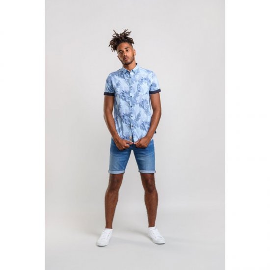 D555 Santana Hawaii Shirt Sky Blue - Srajce - Moške srajce za Močnejše Postave