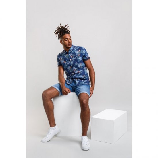 D555 Reuben Hawaii Shirt Navy - Srajce - Moške srajce za Močnejše Postave