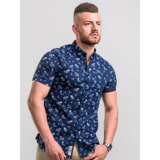 D555 Davian Hawaii Shirt Navy - Srajce - Moške srajce za Močnejše Postave