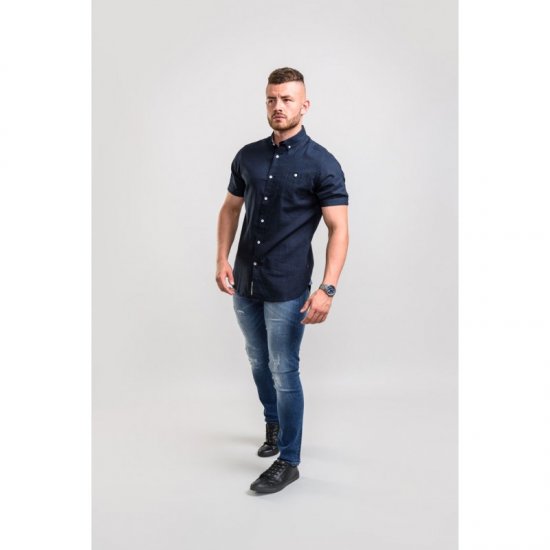 D555 Brixton Shirt Navy - Srajce - Moške srajce za Močnejše Postave