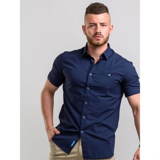 D555 Wesson Shirt Navy - Srajce - Moške srajce za Močnejše Postave