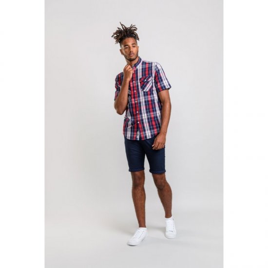D555 Terell Shirt Navy/Red - Srajce - Moške srajce za Močnejše Postave