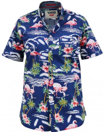 D555 Durham Flamingo Hawaiian Ao Print Shirt - Srajce - Moške srajce za Močnejše Postave