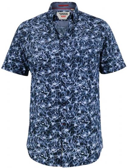 D555 Padbury Floral Ao Printed S/S Shirt Navy - Srajce - Moške srajce za Močnejše Postave
