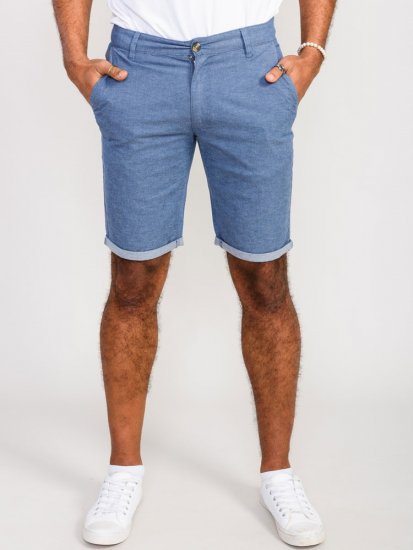 D555 Alderton Stretch Chambray Shorts Navy - Kratke hlače - Moške Kratke Hlače za Močnejše Postave