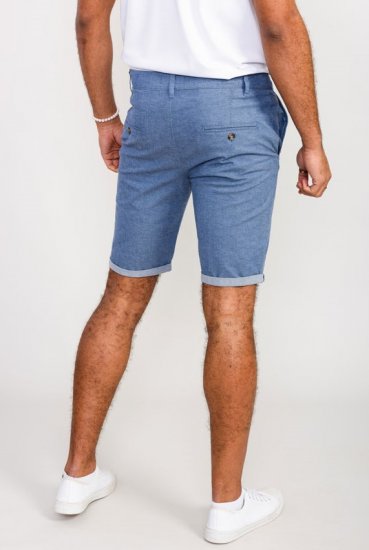 D555 Alderton Stretch Chambray Shorts Navy - Kratke hlače - Moške Kratke Hlače za Močnejše Postave