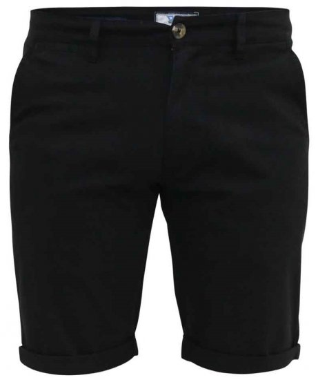D555 Nelson Stretch Chino Shorts Black - Kratke hlače - Moške Kratke Hlače za Močnejše Postave