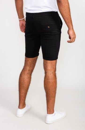 D555 Nelson Stretch Chino Shorts Black - Kratke hlače - Moške Kratke Hlače za Močnejše Postave