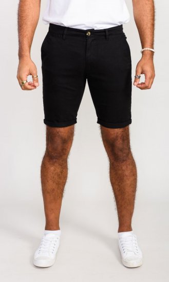 D555 Nelson Stretch Chino Shorts Black - Kratke hlače - Moške Kratke Hlače za Močnejše Postave