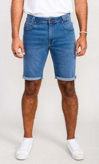 D555 Suffolk Blue Stretch Denim Shorts - Kratke hlače - Moške Kratke Hlače za Močnejše Postave