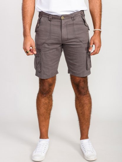 D555 Melton Cotton Cargo Shorts Grey - Kratke hlače - Moške Kratke Hlače za Močnejše Postave