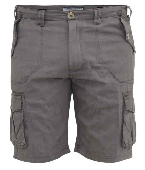 D555 Melton Cotton Cargo Shorts Grey - Kratke hlače - Moške Kratke Hlače za Močnejše Postave