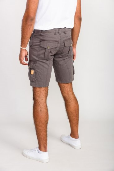 D555 Melton Cotton Cargo Shorts Grey - Kratke hlače - Moške Kratke Hlače za Močnejše Postave