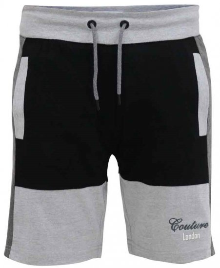 D555 Kirton Couture Elasticated Waistband Shorts Black/Charcoal - Trenirke & kratke trenirke - Moške Trenirke za Močnejše Postave