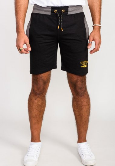 D555 Sutton Elasticated Waist Shorts With Embroidery Black - Trenirke & kratke trenirke - Moške Trenirke za Močnejše Postave