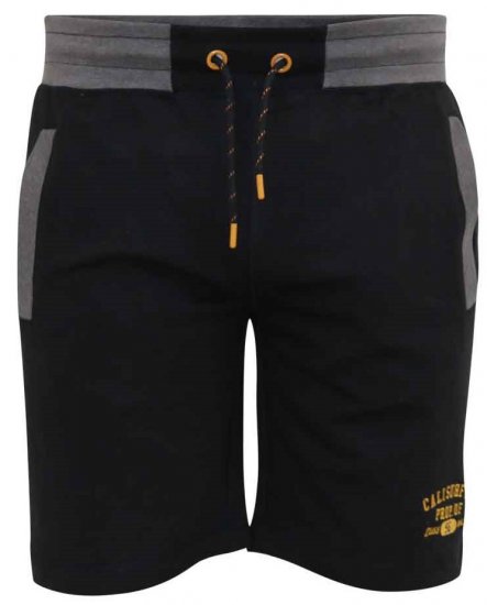 D555 Sutton Elasticated Waist Shorts With Embroidery Black - Trenirke & kratke trenirke - Moške Trenirke za Močnejše Postave