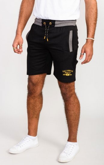 D555 Sutton Elasticated Waist Shorts With Embroidery Black - Trenirke & kratke trenirke - Moške Trenirke za Močnejše Postave