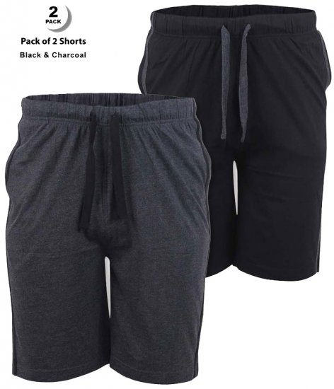 D555 Ryan Jersey Shorts 2-pack Black/Charcoal - Trenirke & kratke trenirke - Moške Trenirke za Močnejše Postave